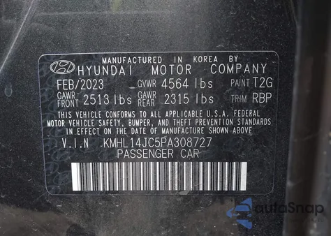 2023 Hyundai Sonata N Line z USA, uszkodzony, nr VIN KMHL14JC5PA308727